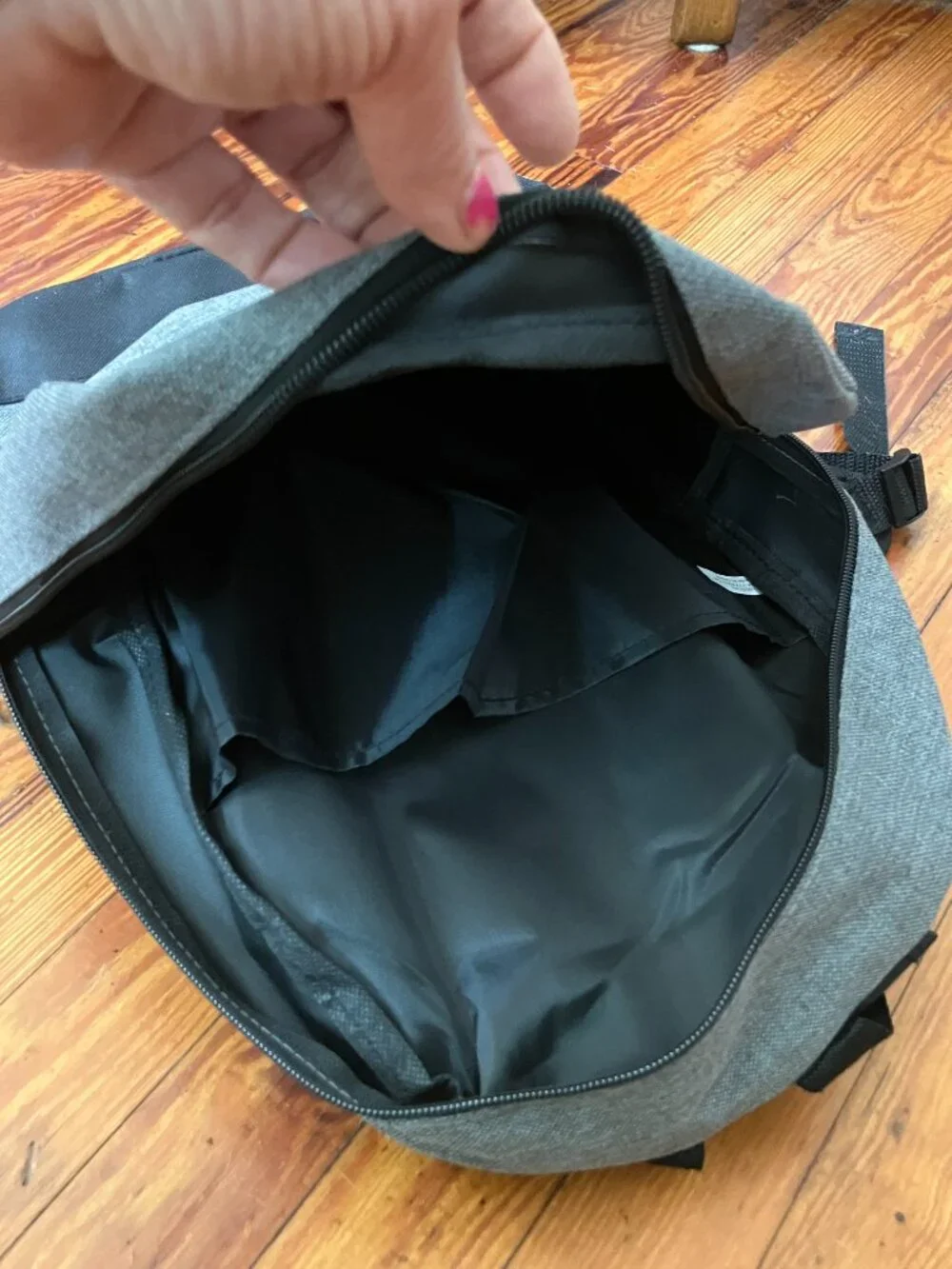 NEW 4imprint Gray Heather Backpack Laptop School Travel Book Bag Black Accent